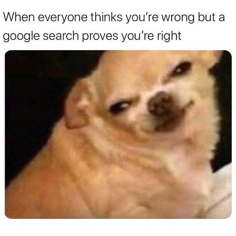 When everyone thinks you're wrong but a google search proves you're right